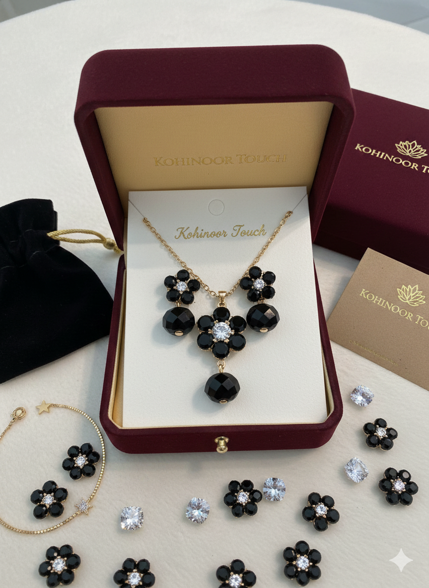 Midnight Bloom Statement Set