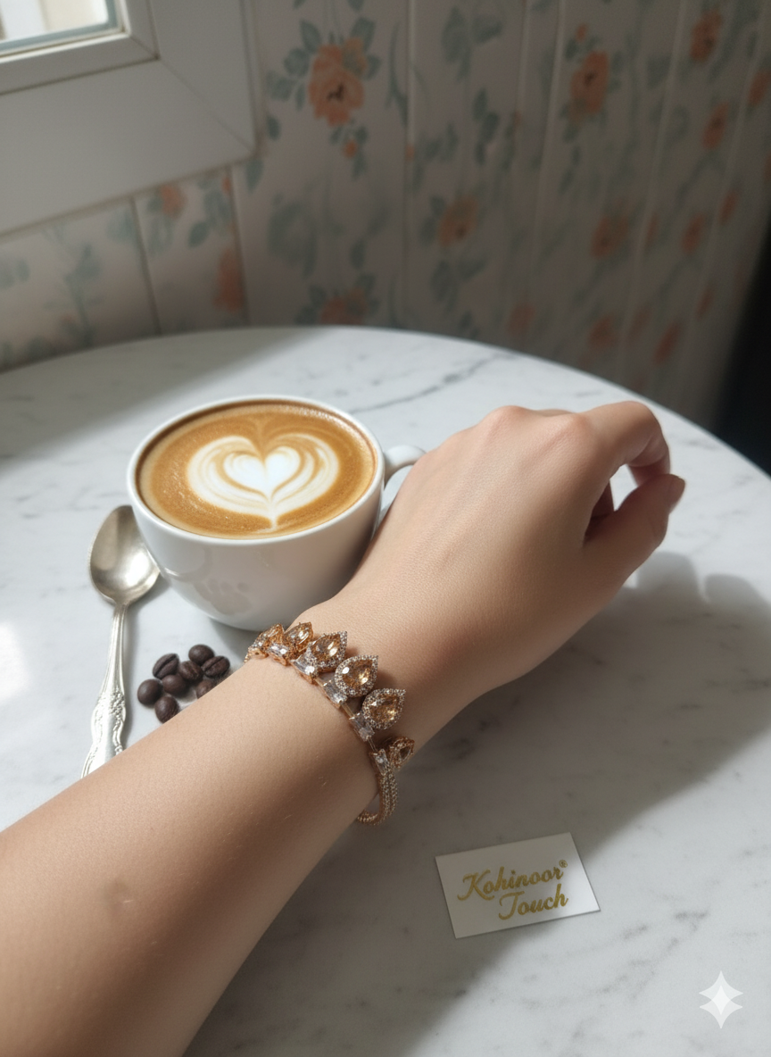 Golden Teardrop" Statement Bracelet