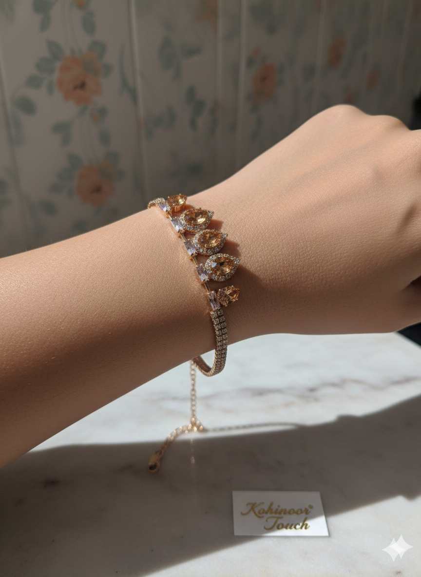 Golden Teardrop" Statement Bracelet